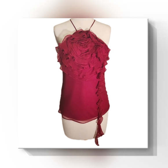 BCBGMaxAzria Silk Floral Chiffon Halter - Picture 15 of 16